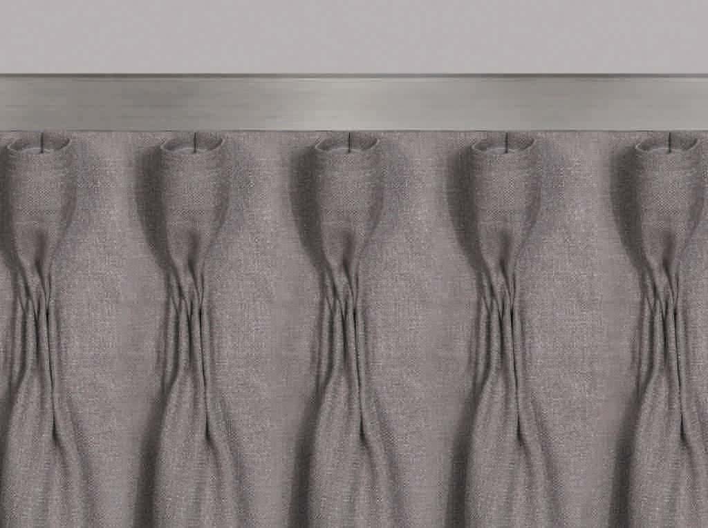 Verwendbar für Schienen und Stangen, auch mit Innenlauf, Band kann auch gedreht werden. Geeignet für leichte oder transparente Stoffe bis mittelschwere Dekostoffe ohne Rapport. 